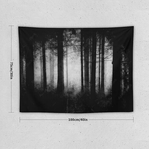 Gothic Forest Tapestry Foggy Mysterious Ghost Forest Wall Hanging Nature Landscape Scenery Tapestry Decor for Living Room Bedroom 40" X30" in Saudi Arabia