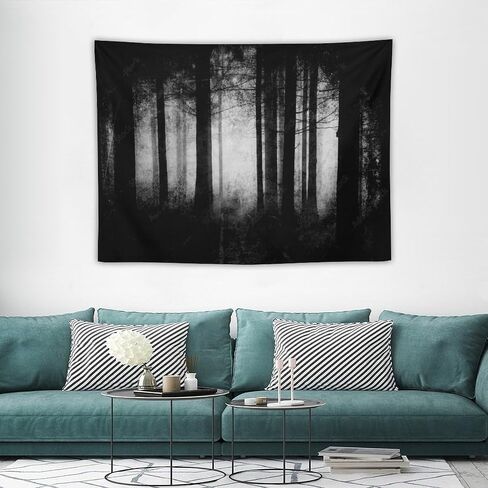Gothic Forest Tapestry Foggy Mysterious Ghost Forest Wall Hanging Nature Landscape Scenery Tapestry Decor for Living Room Bedroom 40" X30" in Saudi Arabia