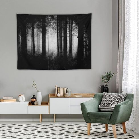 Gothic Forest Tapestry Foggy Mysterious Ghost Forest Wall Hanging Nature Landscape Scenery Tapestry Decor for Living Room Bedroom 40" X30" in Saudi Arabia