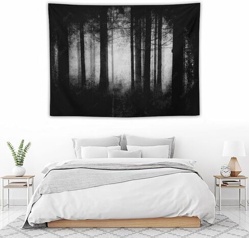 Gothic Forest Tapestry Foggy Mysterious Ghost Forest Wall Hanging Nature Landscape Scenery Tapestry Decor for Living Room Bedroom 40" X30" in Saudi Arabia