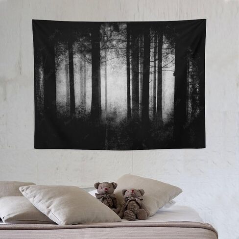 Gothic Forest Tapestry Foggy Mysterious Ghost Forest Wall Hanging Nature Landscape Scenery Tapestry Decor for Living Room Bedroom 40" X30" in Saudi Arabia