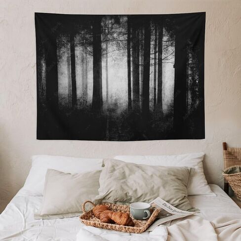 Gothic Forest Tapestry Foggy Mysterious Ghost Forest Wall Hanging Nature Landscape Scenery Tapestry Decor for Living Room Bedroom 40" X30" in Saudi Arabia