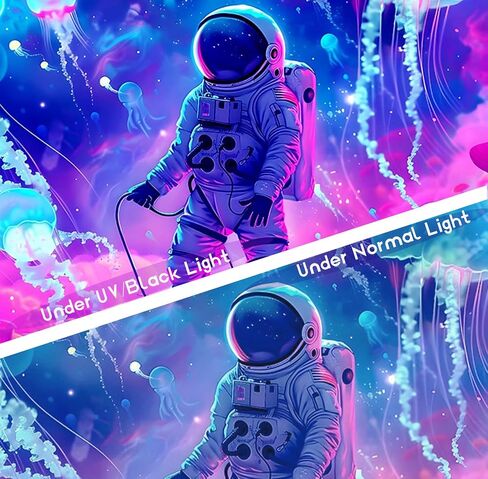 Onivein Blacklight Astronaut Jellyfish Tapestry UV Reactive Under the Sea Tapestry Neon Galaxy Space Tapestries for Bedroom Dorm Living Room Decor W59×H51 in Saudi Arabia