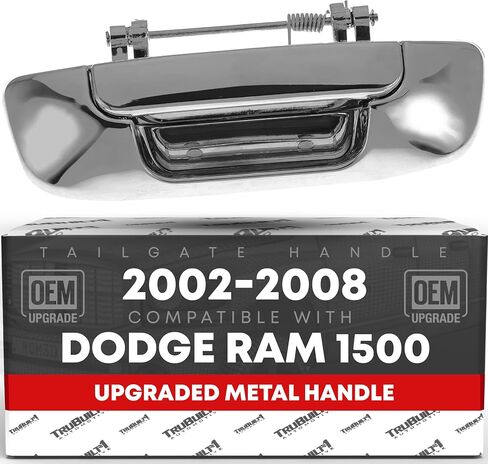 T1A Tailgate Handle Assembly Replacement, Upgraded Metal - Compatible with 2002-2009 Dodge Ram - Liftgate Latch Handle Replacement - Textured Black Body, Plastic Housing - OEM 55276237AA-MT in Kuwait
