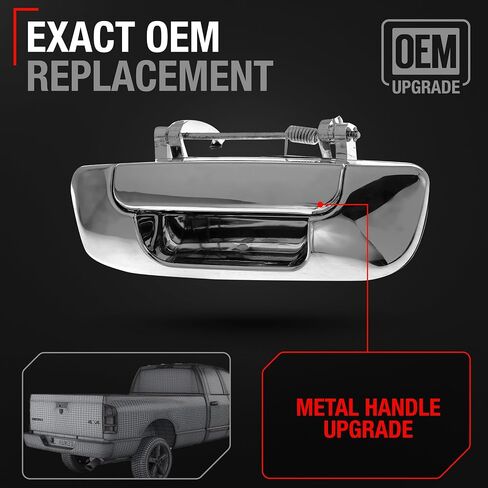 T1A Tailgate Handle Assembly Replacement, Upgraded Metal - Compatible with 2002-2009 Dodge Ram - Liftgate Latch Handle Replacement - Textured Black Body, Plastic Housing - OEM 55276237AA-MT in Kuwait