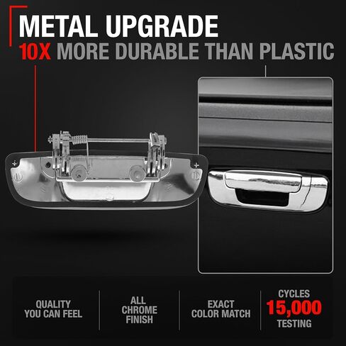 T1A Tailgate Handle Assembly Replacement, Upgraded Metal - Compatible with 2002-2009 Dodge Ram - Liftgate Latch Handle Replacement - Textured Black Body, Plastic Housing - OEM 55276237AA-MT in Kuwait