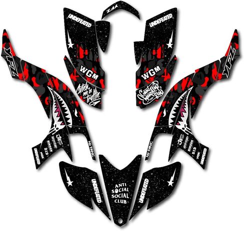 طقم رسومات السباق السوداء الحمراء الحمراء يناسب ياماها 03-08 YFZ450 YFZ 450 Quad Decal ATV KIT in Saudi Arabia