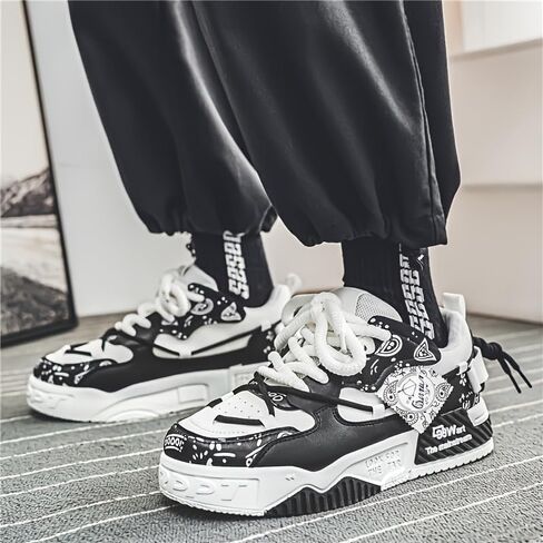 Men's Colour Block Skateboard Shoes - Comfy Non-Slip Lace-Up Casual Sneakers with Arch Support, Perfect for Outdoor Activities, Spring & Summer Fashion in Kuwait