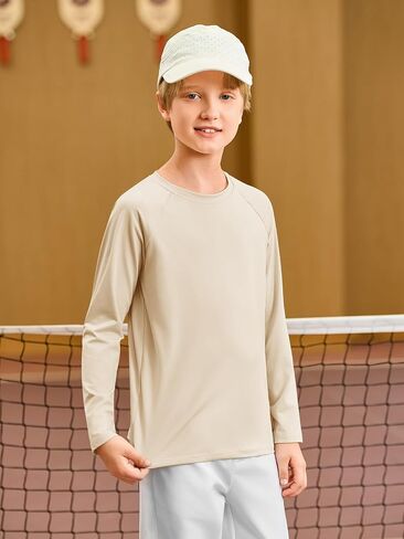 Haloumoning Boys Long Sleeve Athletic T-Shirts Kids Quick Dry Youth Performance Active Basic Tees 5-14 Years in Kuwait