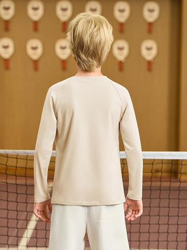 Haloumoning Boys Long Sleeve Athletic T-Shirts Kids Quick Dry Youth Performance Active Basic Tees 5-14 Years in Kuwait