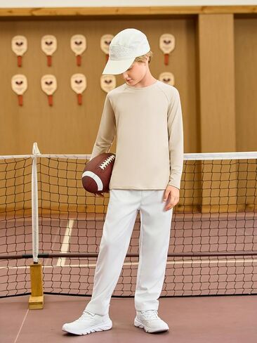 Haloumoning Boys Long Sleeve Athletic T-Shirts Kids Quick Dry Youth Performance Active Basic Tees 5-14 Years in Kuwait