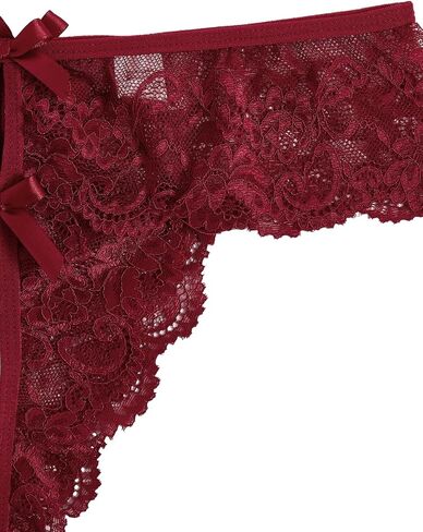 WDIRARA Women's Floral Lace Mesh Bow Lingerie Set Scallop Trim Bralette and Panty Set in Saudi Arabia