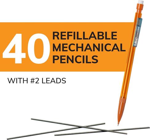 BIC Xtra-Smooth Mechanical Pencils With Erasers, Medium Point (0.7mm), 10-Count Pack, Mechanical Pencils for School or Office Supplies (MPP101-BLK) in Saudi Arabia