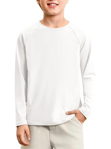 Haloumoning Boys Long Sleeve Athletic T-Shirts Kids Quick Dry Youth Performance Active Basic Tees 5-14 Years in Kuwait