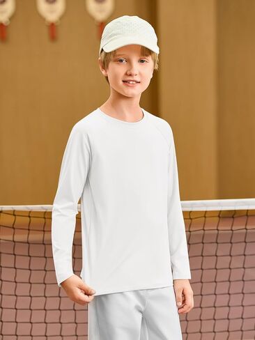Haloumoning Boys Long Sleeve Athletic T-Shirts Kids Quick Dry Youth Performance Active Basic Tees 5-14 Years in Kuwait