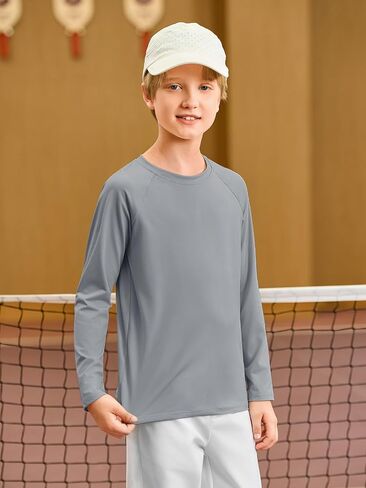 Haloumoning Boys Long Sleeve Athletic T-Shirts Kids Quick Dry Youth Performance Active Basic Tees 5-14 Years in Kuwait