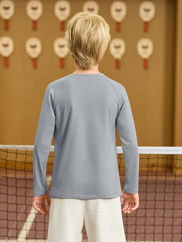Haloumoning Boys Long Sleeve Athletic T-Shirts Kids Quick Dry Youth Performance Active Basic Tees 5-14 Years in Kuwait