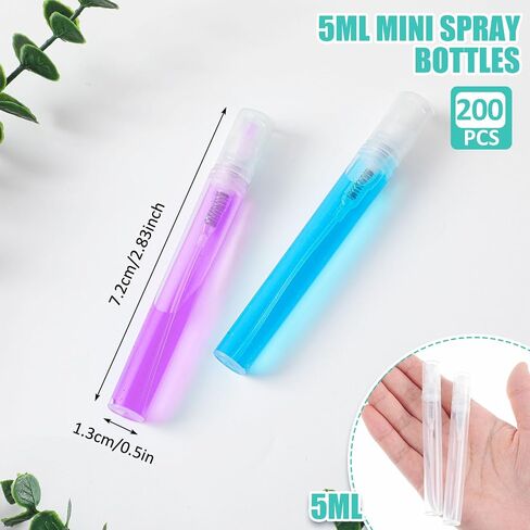 Zhehao 200 Pcs Mini Spray Bottles 5 ml Clear Plastic Perfume Bottles Refillable Fine Mist Perfume Atomizer Portable Empty Sample Containers for Cleaning, Essential Oils, Travel in Saudi Arabia