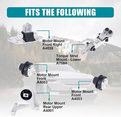 محرك المحرك ونقل Mount Kit 5pcs متوافق مع نوبات 2003-2007 Volvo XC70/S80 2.5L 2003-2006 XC90 2.5L استبدال A4003 A4038 A4003 A4001 A7084 in Kuwait