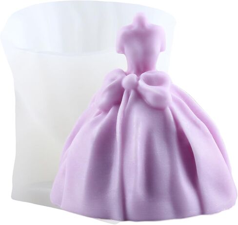 Wedding Dress Silicone Candle Mold Princess Dress Candle Mold Wedding Dress Resin Casting Mold for Candle Home Decorate Mold Candle Making Aromatherapy Gypsum Candles Clay Craft in Saudi Arabia