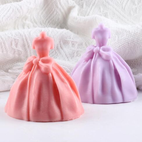 Wedding Dress Silicone Candle Mold Princess Dress Candle Mold Wedding Dress Resin Casting Mold for Candle Home Decorate Mold Candle Making Aromatherapy Gypsum Candles Clay Craft in Saudi Arabia