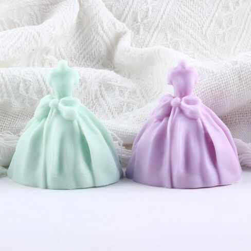 Wedding Dress Silicone Candle Mold Princess Dress Candle Mold Wedding Dress Resin Casting Mold for Candle Home Decorate Mold Candle Making Aromatherapy Gypsum Candles Clay Craft in Saudi Arabia