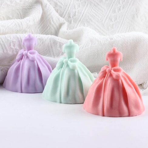 Wedding Dress Silicone Candle Mold Princess Dress Candle Mold Wedding Dress Resin Casting Mold for Candle Home Decorate Mold Candle Making Aromatherapy Gypsum Candles Clay Craft in Saudi Arabia