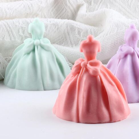 Wedding Dress Silicone Candle Mold Princess Dress Candle Mold Wedding Dress Resin Casting Mold for Candle Home Decorate Mold Candle Making Aromatherapy Gypsum Candles Clay Craft in Saudi Arabia