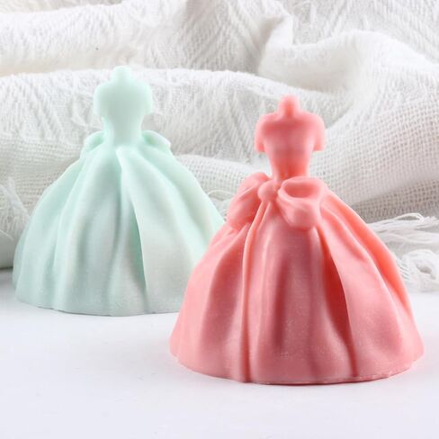 Wedding Dress Silicone Candle Mold Princess Dress Candle Mold Wedding Dress Resin Casting Mold for Candle Home Decorate Mold Candle Making Aromatherapy Gypsum Candles Clay Craft in Saudi Arabia