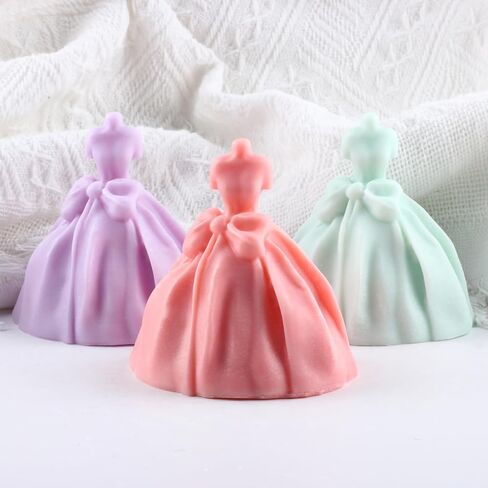 Wedding Dress Silicone Candle Mold Princess Dress Candle Mold Wedding Dress Resin Casting Mold for Candle Home Decorate Mold Candle Making Aromatherapy Gypsum Candles Clay Craft in Saudi Arabia