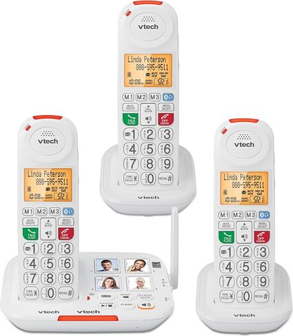 VTech SN5147 Amplified Corded/Cordless Senior Phone with Answering Machine, Call Blocking, 90dB Extra-Loud Visual Ringer, One-Touch Audio Assist on Handset up to 50dB, White in Kuwait
