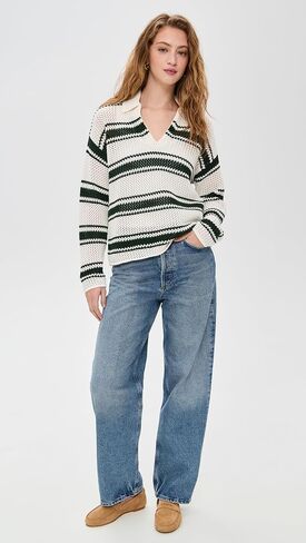 Madewell Women's Open-Stitch Johnny Collar Sweater in Saudi Arabia