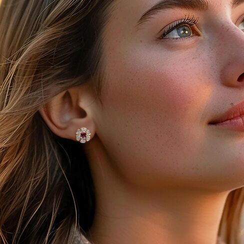 Ross-Simons 0.50 ct. t.w. Rhodolite Garnet and .30 ct. t.w. White Topaz Flower Earrings in 18kt Gold Over Sterling in Saudi Arabia