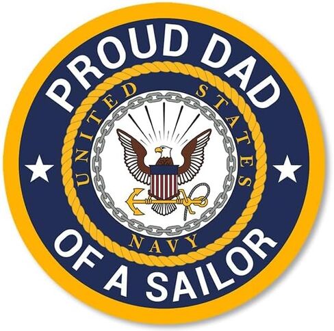 جولة فخور أبي من ملصق بحار (Navy Naval Vinyl Secal United States Logo للسيارة ، الشاحنة ، الكمبيوتر المحمول (3 بوصات) USN مرخصة in Saudi Arabia