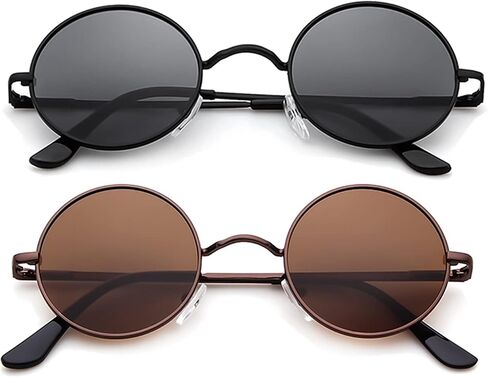 Retro Small Round Polarized Sunglasses for Women Men Vintage Metal Circle Frame Tint Lens Glasses in Kuwait