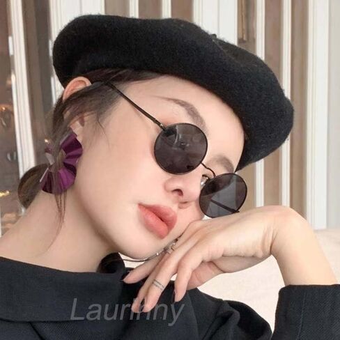 Retro Small Round Polarized Sunglasses for Women Men Vintage Metal Circle Frame Tint Lens Glasses in Kuwait