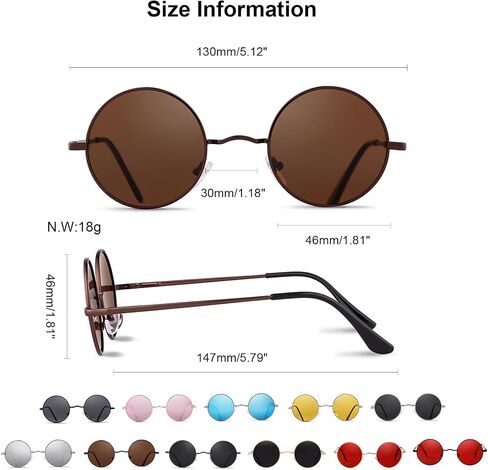 Retro Small Round Polarized Sunglasses for Women Men Vintage Metal Circle Frame Tint Lens Glasses in Kuwait