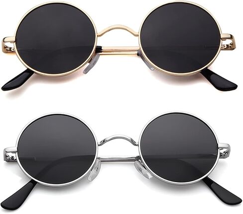Retro Small Round Polarized Sunglasses for Women Men Vintage Metal Circle Frame Tint Lens Glasses in Kuwait