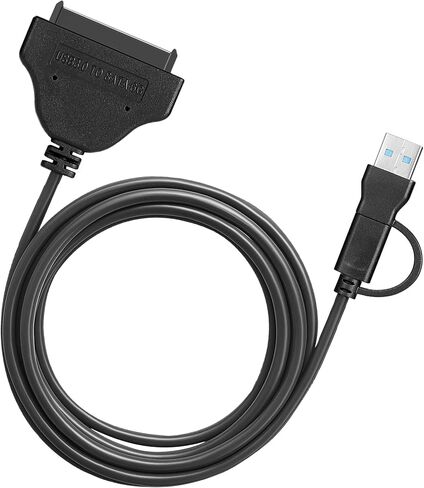 SATA to USB Cable, 2 in 1 USB-C/USB 3.0 to SATA III Hard Driver Adapter Compatible for 2.5 inch HDD and SSD External Converter, Data Transfer for MacBook Pro Air 2022,Surface Go,Laptop,PC in Kuwait