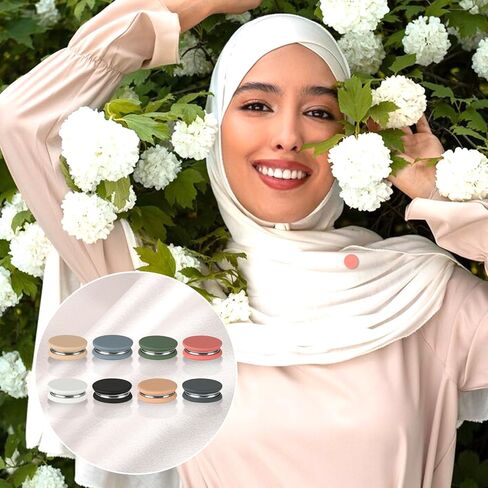 8PCS Hijab Magnetic Pins, Multi-Purpose Strong Magnets Hijab Pins, Pinless Scarf Magnetic Pin, Black Brooch Small Magnetic Scarf Clasp Hijab Pins for Women Clothes Hijabs Scarves (Oblate Matte) in Kuwait