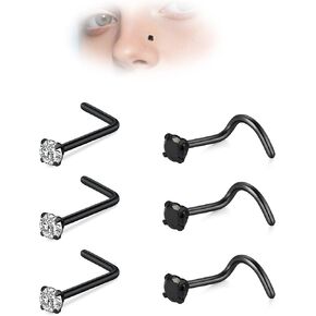 D.Bella 18G 20G 22G Rings Rings Studs Stainless Steel 1.5mm 2mm 2.5mm 3mm CZ COSCREW & L FASE NOSTRIL JOWENTION in Kuwait
