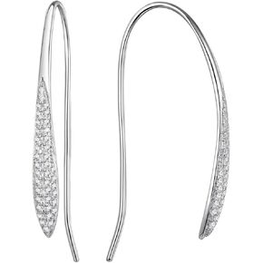 D Color VVS1 Clarity Moissanite Threader أقراط للنساء ، صلبة 925 sterling الفضة الروديوم ، hypoallergenic ، مجوهرات الحد الأدنى in Kuwait