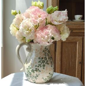 مزهرية من الخزف الريفي الرجعية الصقيل المزهريات الأزهار الزهرية عتيقة مزهرية مزهريات المزارع المزخرفة للديكور المنزلي غير مدرجة (N-20) in Kuwait