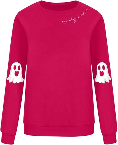 Sweatshirts Spooky Season for Women Halloween Ghost Graphic Pullover Top كبير الحجم لطيف طالبة سترة الطاقم in Kuwait