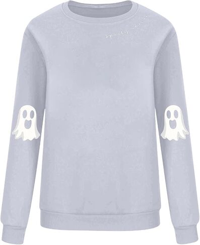 Sweatshirts Spooky Season for Women Halloween Ghost Graphic Pullover Top كبير الحجم لطيف طالبة سترة الطاقم in Kuwait