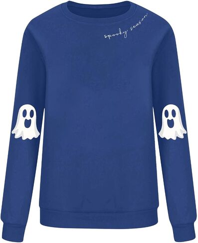 Sweatshirts Spooky Season for Women Halloween Ghost Graphic Pullover Top كبير الحجم لطيف طالبة سترة الطاقم in Kuwait