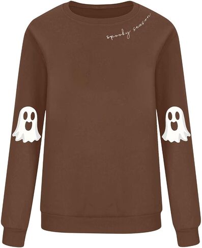 Sweatshirts Spooky Season for Women Halloween Ghost Graphic Pullover Top كبير الحجم لطيف طالبة سترة الطاقم in Kuwait