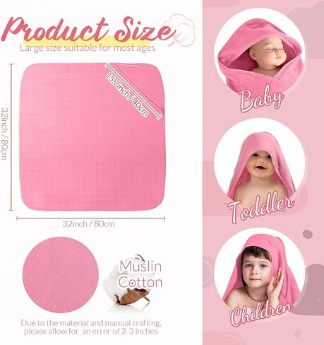 Preboun 4 PCS Muslin Rooded Baby مناشف الأطفال ، 32 "× 32" من منشفة حمام الحمام المولود حديثًا للقطن. in Saudi Arabia