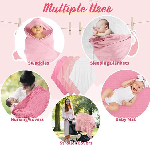 Preboun 4 PCS Muslin Rooded Baby مناشف الأطفال ، 32 "× 32" من منشفة حمام الحمام المولود حديثًا للقطن. in Saudi Arabia