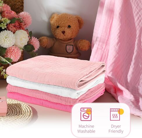 Preboun 4 PCS Muslin Rooded Baby مناشف الأطفال ، 32 "× 32" من منشفة حمام الحمام المولود حديثًا للقطن. in Saudi Arabia